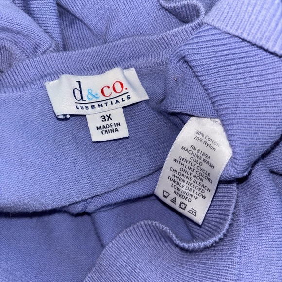 d&co Plus Size 3X Lavender Periwinkle Button Front Short Sleeve Knit Cardigan - Picture 4 of 5